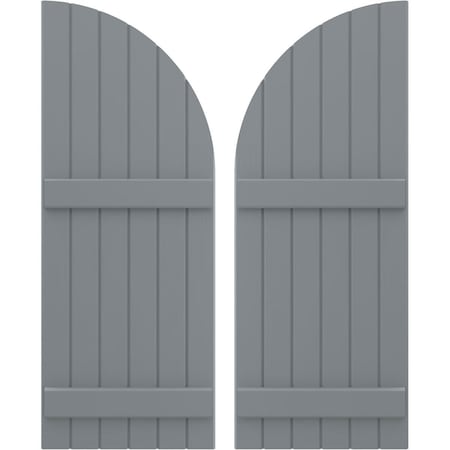 Americraft 6-Board (2 Batten) Wood Joined Board-n-Batten Shutters W/ Arch Top, ARW101BQ621X58CHH